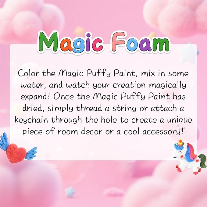 KAISASA 95 Pcs Magic Puffy Paint,Foam Texture Painting Kit,Including 46 Pcs Foam Texture Paper,Magical 3D Painting Kit, Craft & Art Kit Gift for Girls Ages 4, 5, 6, 7, 8, 9, 10