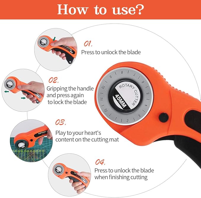 Swiftrans 90 PCS Rotary Cutter Kit, 45mm Rotary Cutter Tool Kit with 5 Extra Blades, A4 Cutting Mat, Patchwork Ruler, Carving Knife, Storage Bag Ideal Craft Supplies Set for Fabric Sewing and Quilting