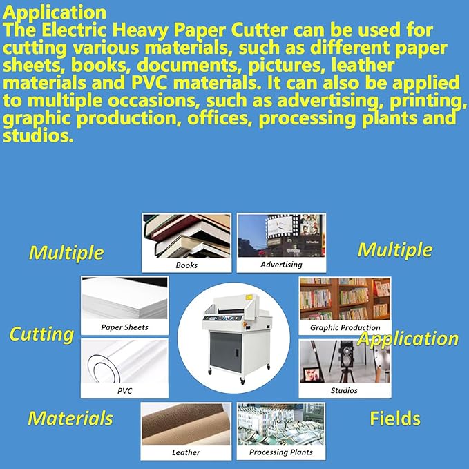 Electric Numerical Control Paper Cutter 17.72'' Automatic Guillotine Paper Trimmer Heavy Duty Commercial Cutting Machine Max Cutting Thickness 1.97''/5cm 110V 750W