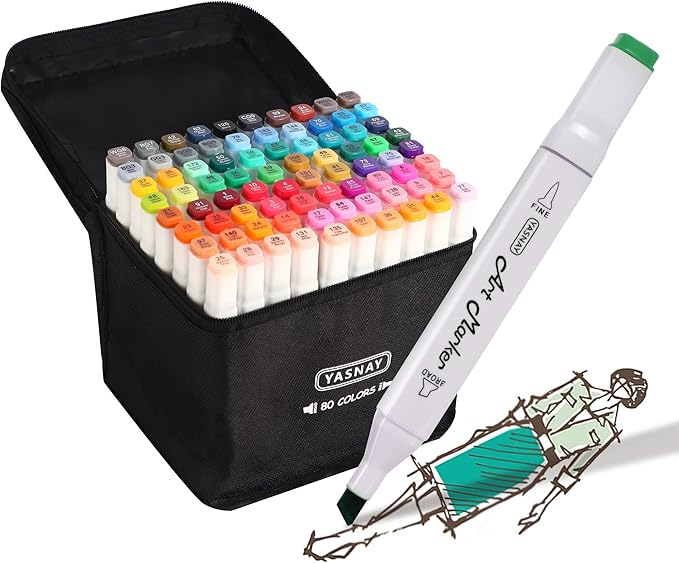 Alcohol Markers, 80 Colors Dual Tip Art Marker, Drawing Markers, Coloring Marker for Sketching Adult Coloring