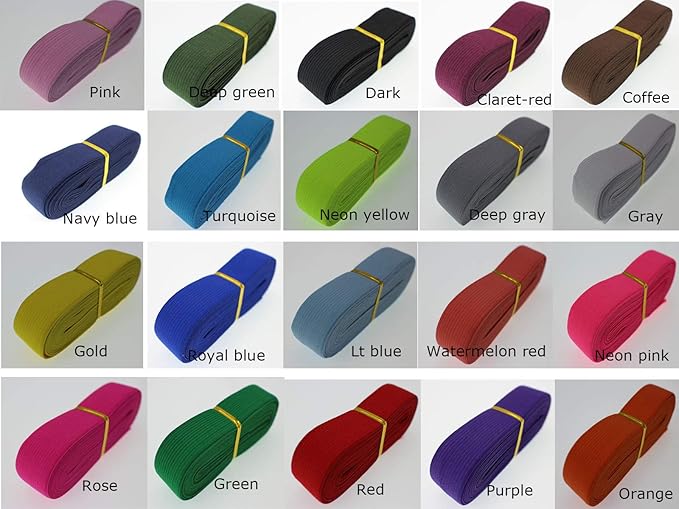 Assorted-Color Knit Elastic Band Sewing 1 inch 80 Yards Wide Knit Elastic Straps Flat Heavy Stretch Elastic Band High Elasticity Knit Binding Tape Band for DIY Craft, Bedspread, Wigs & Waist(25mm)