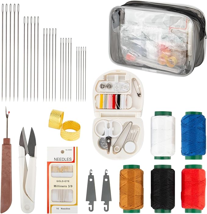 Steel Needles for Hand Sewing, 38PCS Sewing Tool Set, Needles Thread Hand Repair Tools, Stainless Steel Sewing Needle Kit, Big Eye Steel Needle Set, Min Travel Sewing Kit, Portable DIY Handcraft Set