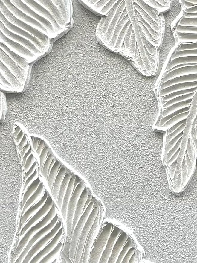 NANKAI Art Hand Painted Thick Texture White Abstract Art Oil Painting 48x24 inch White Leaf Texture Painter House Wall Art Decorative Oil Painting