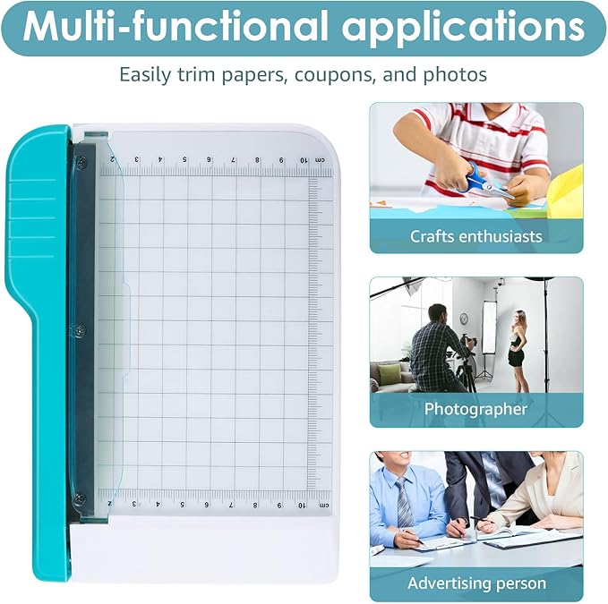 Small Paper Cutter 6 inch Cut Length, Non Slip Paper Trimmer Compact and Portable Curved Strip Cutters for Cutting Coupon Craft Card and Photo (White)