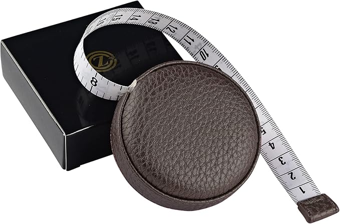 3m/120 Tape Measure Body Measuring Tape for Body Cloth Tape Measure for Sewing Fabric Tailors Medical Measurements Tape Dual Sided Retractable Ruler with Push Button Round (Dark Brown)