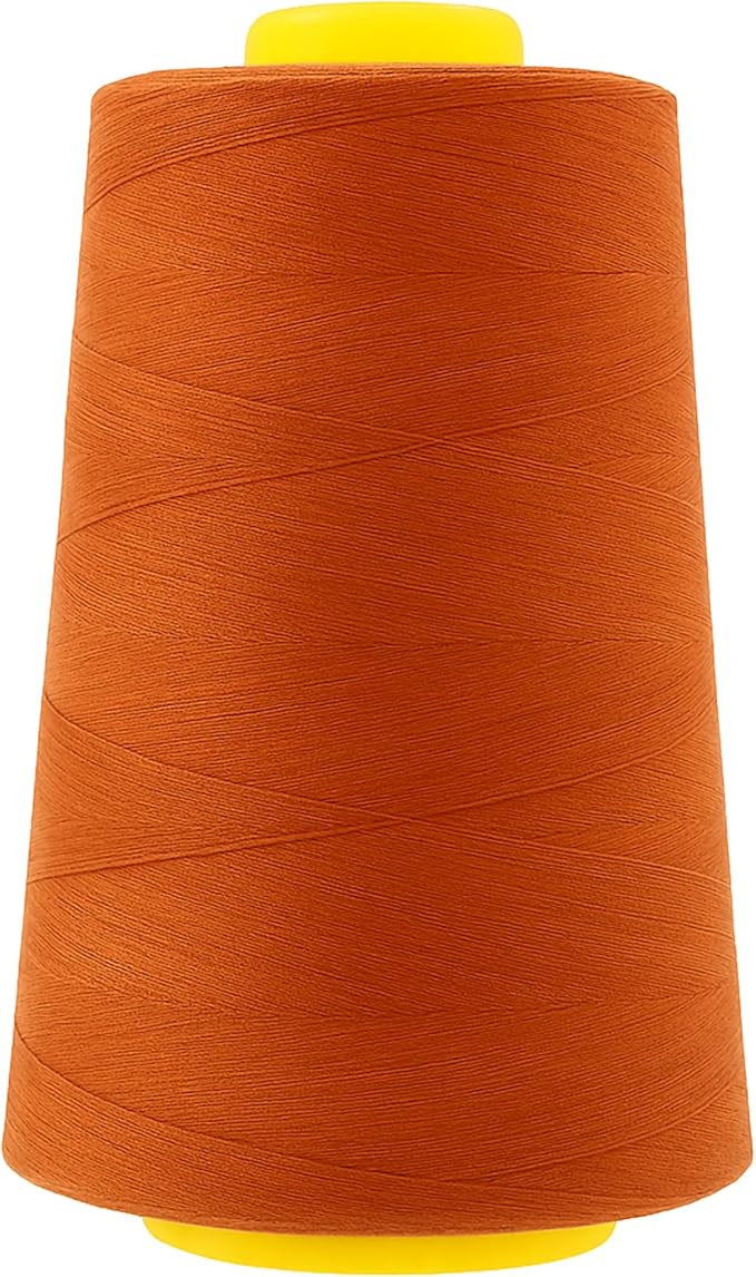 Mandala Crafts 4 Pack of Serger Threads Cones Spools - 40S/2 24000 Yards Polyester Burnt Orange Threads for Sergers Machine and Overlock Quilting Sewing Machine