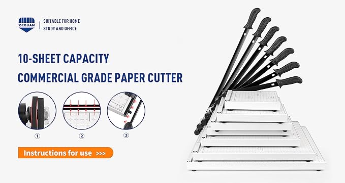Paper Cutter B4 Stack Paper Trimmer Guillotine Heavy Duty Metal Base, 15" Cutting Length with Guard Rail Safety Blade Lock, 10-Sheet Capacity, Guillotine Paper Slicer Cutter for Office Home School