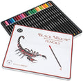 Black Widow Coloring Pencils for Adults – 24 Wax Soft Core Colored Pencils for Adult Coloring Books – Vibrant Color Pencil Set (Scorpion Set)