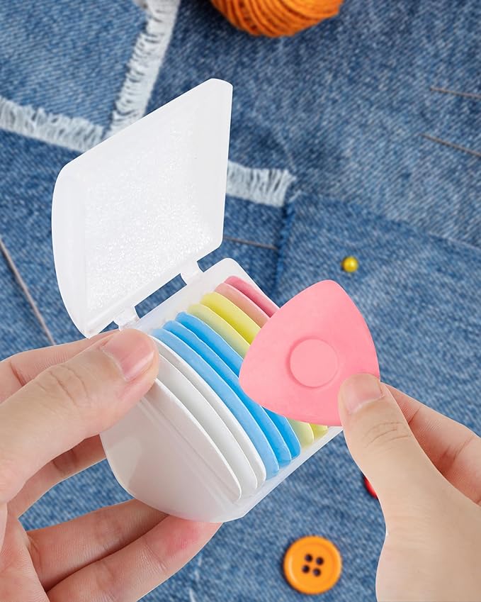 10PCS Triangle Tailor's Chalk Set, Fabric Sewing Chalk Markers, Washable & Easy - to - Erase, Precise and Durable, Ideal for Fabric Marking in Sewing, Quilting and More，4Color.