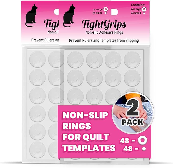 TightGrips Non-Slip Grips for Quilt Templates - 48 Pieces Total - 24 Large & 24 Small - 2 Pack