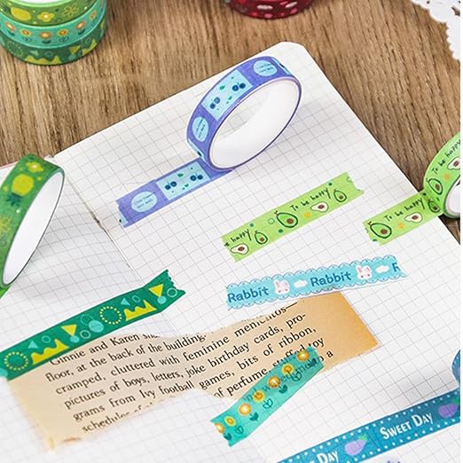 Washi Tape Set, 20 Rolls of Colorful Washi Tape, Decorative Tape for Arts and Crafts, Scrapbooking Supplies Patten Washi Tape Red Orange Blue Green. (Floral & Fruits)