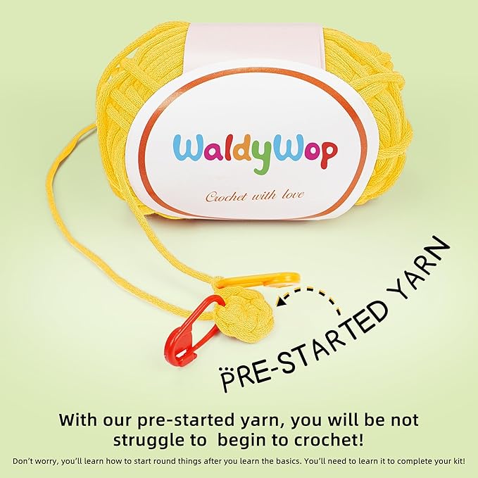 WaldyWop Wobbles Crochet Kit for Beginners: Christmas Gifts for Teen Girls Women w/Positive Card - Craft Kits for Kids & Adults w/Soft Yarn, Step-by-Step Video Tutorials, Corn Crochet Pattern