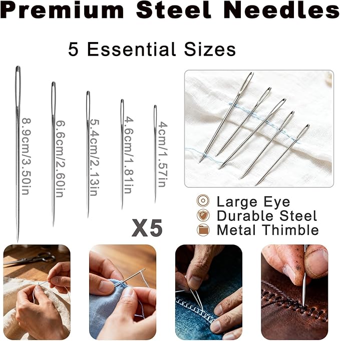 41Pcs Sewing Tool Set, Big Eye Steel Sewing Needle Kit, Complete Needle and Thread Repair Kit for Hand Sewing,Portable DIY Sewing Tool Set for Beginners