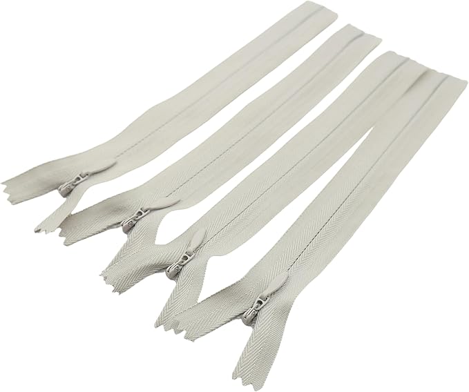 Leekayer 3# 10 Inch Invisible Zipper for DIY Tailor Sewing Craft 25.4cm Grey Hidden Zippers Closed End Bulk 10 PCS/Pack (Grey,10")
