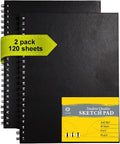 CONDA 9"x12" Sketch Book Set, 2 Pack, 120 Sheets, Spiral Bound Marker Pad, Durable Acid Free Sketchbook Mixed Media for Beginner Kids Adults Artists