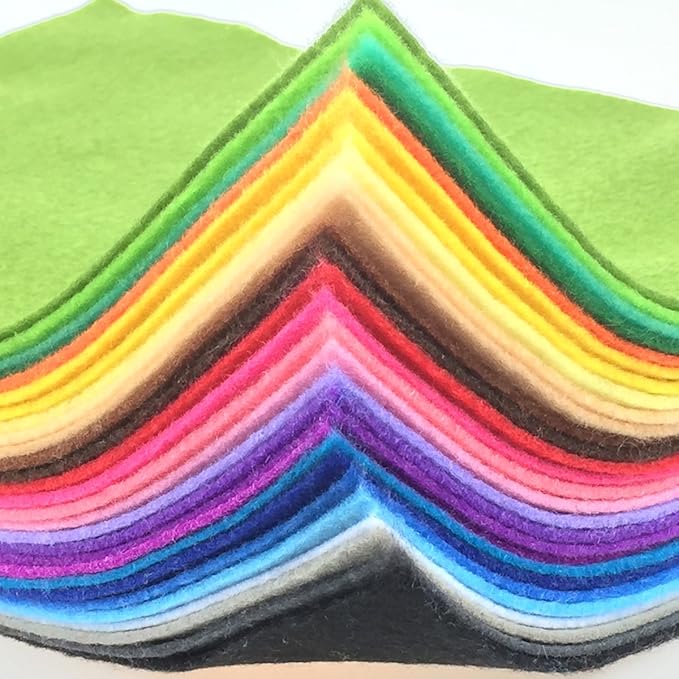 flic-flac 28pcs 12 x 8 inches (30cmx20cm) 1.4mm Thick Soft Felt Fabric Sheet Assorted Color Felt Pack DIY Craft Sewing Squares Nonwoven Patchwork