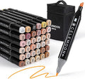 CeleMoon 36 Skin Tone Colors Dual Tip Alcohol Markers Pens, Fine and Broad Chisel, Sketch Art Marker, Permanent for Coloring, Drawing, Portrait Illustration, Mid-tone Skin Tone and Hair Shades
