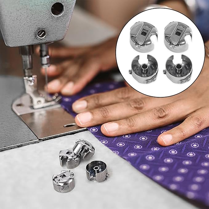 4Pcs Bobbin Case Stainless Steel for Industrial Sewing Machine Single Needle Sewing Machine for Front Loading