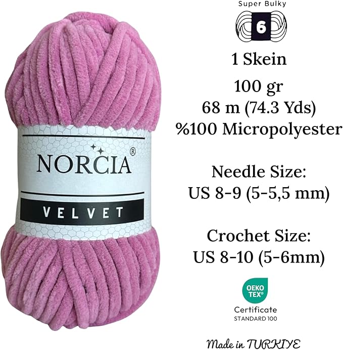 Soft Velvet Yarn Chenille Yarn for Crocheting Super Bulky 3x100g (3x75 yds) Baby Blanket Yarn for Knitting Amigurumi Yarn for Crochet Weaving Craft (Hot Pink, 3 Skeins)