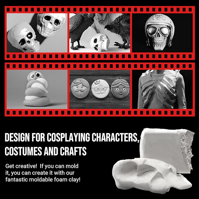 CALPALMY Moldable Foam Clay - 300g High Density Air Dry Clay for Intricate Designs, Cosplay, Crafting, and Artistic Projects - Cutting with a Knife or Rotary Tool, Sanding or Shaping (White)