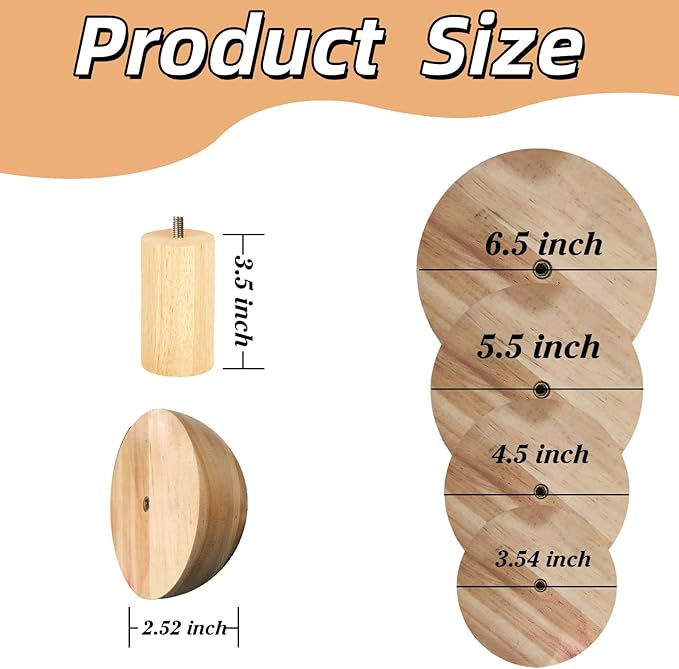 Wooden Pottery Clay Molds Set, Pottery Tools with Handle for Ceramic Top Forms DIY Bowls Plate Dish Slump Press Art Making, Small (3.5'' 4.5'' 5.5'' 6.5'')