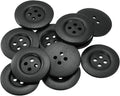 uxcell 30Pcs Large Wooden Buttons, 50mm(2") 4 Hole Round Wood Sewing Button Craft for Sewing DIY Craft Clothing, Black
