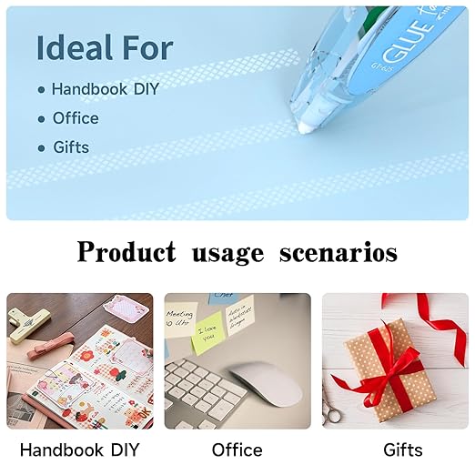 CHANGLi 8pack Refillable Glue Tape for Scrapbook, 16FT*1/5 Inch Double Sided Tape for Crafts, Scrapbooking Supplies, Reusable Adhesive Glue Runner for Gift Wrapping, Photo