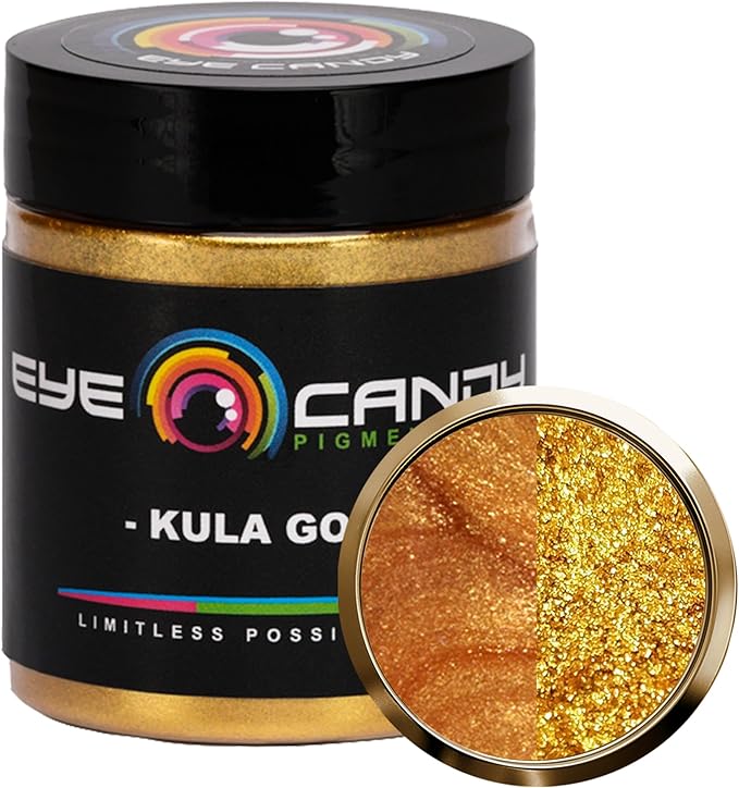 Eye Candy Pigments Premium Gold Mica Powder - Kula Gold (25gr) - for Epoxy, Resin, Soap, Paint, Woodworking, Acrylic Pouring, Bath Bombs, Fishing Lures - DIY Arts and Crafts Additive