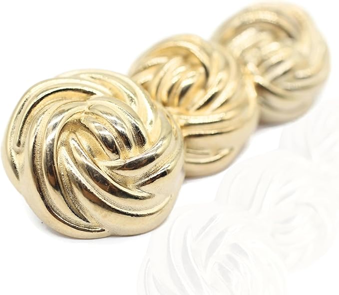 Floral Gold Metal Shank Buttons - 12 Pcs - 3 Size Options - Luxury Floral Round Wave Metal Shank Buttons for Men Women Blazer Coat Uniform Shirt Suit and Jacket Sewing Craft DIY FLR9333…