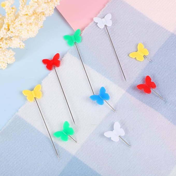 200 Pcs Flat Head Straight Pins, Sewing Pins Quilting Pins for Sewing DIY Projects Dressmaker Jewelry Decoration (Butterfly)