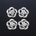 4Pcs Sliver Rhinestone Buttons Crystal Embellishments for Clothing Jewelry Making DIY Decoration Bottons for Sewing Crafts Wedding Bridal (silver-03)