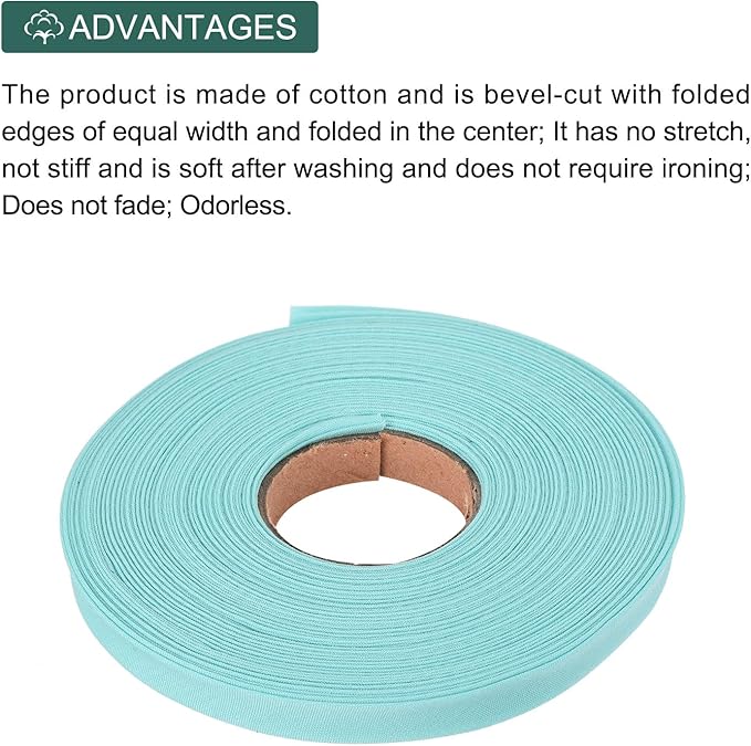 MECCANIXITY 1/2 Inch Double Fold Bias Tape Polyester Continuous Bulk Bias Tape for Sewing,Seaming Quilting Hemming Binding Crafts (Lake Blue 10 Yards)