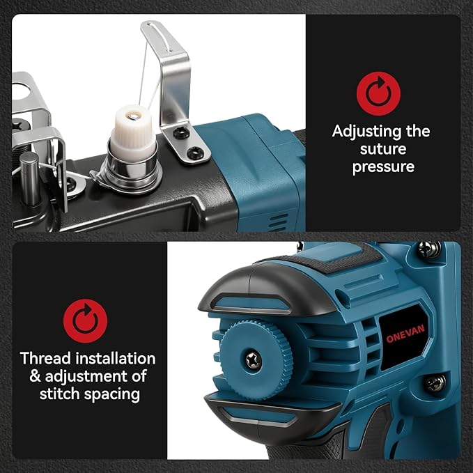 Cordless Bag Closing Machine with 2x4.0A Batteries, Brushless Motor, Battery Bag Sewing Machine Portable Bag Closer Stitcher Packing Machine for Feed Sacks, Rice Bags, Burlap Sack, Blue