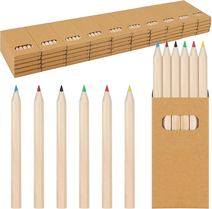 50 Packs/300pcs Mini Drawing Colored Pencils, 3.5 Inch Portable Painting Pencil for Kid 6 Different Color Pencils in Bulk, Children Painting Classroom School Birthday Wedding Christmas Party Favors