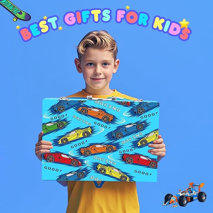 homicozy Art Supplies Kit for Kids Ages 4-12,Blue Art Case Coloring Set,Drawing Kits with Markers, Crayons,Colored Pencils,Oil Pastels,Coloring Book,School Supplies,Gift for Boys Kids Artist Age 4+