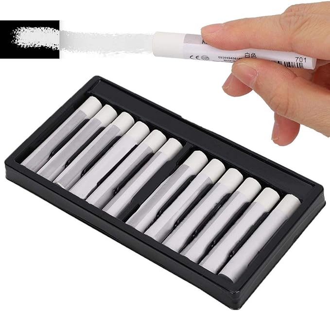 Tyenaza White Oil Pastels, 12 Count, Fine Point, Ambidextrous, Water Soluble, 2mm and Above, For Drawing, Illustration, Poster, School Classroom, Day Care, Restaurant