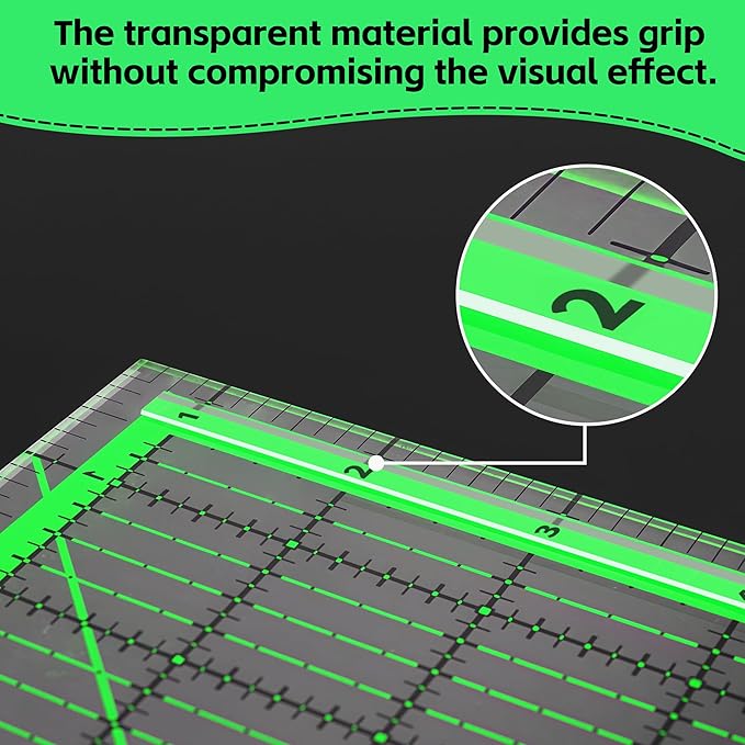 Ruler Grips, Transparent Quilting Rulers, Non-Slip Silicone Ruler Rings, Quilt Template Grips with Strong Adhesive for Quilting Rulers and Templates (Strip, 10PCS)