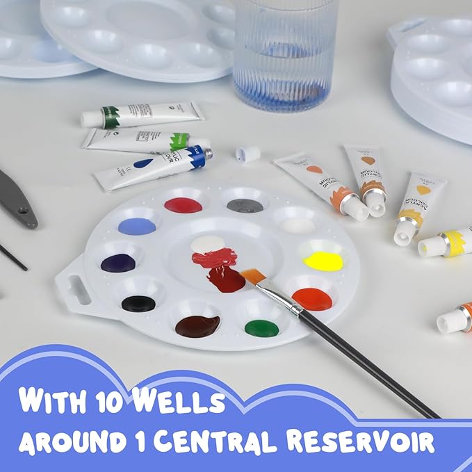 Paint Tray Palettes, Plastic Paint Pallets with Hanging Hole for Children or Students to Paints on School Project, Art Class or Have a Birthday Painting Party -12pcs