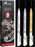 3 Colors 0.6mm Extra Fine Point Gel Pen Set – White, Gold & Silver Gel Ink Pens for Artists Drawing on Black Paper, Sketching, Bullet Journaling & Holiday Crafts