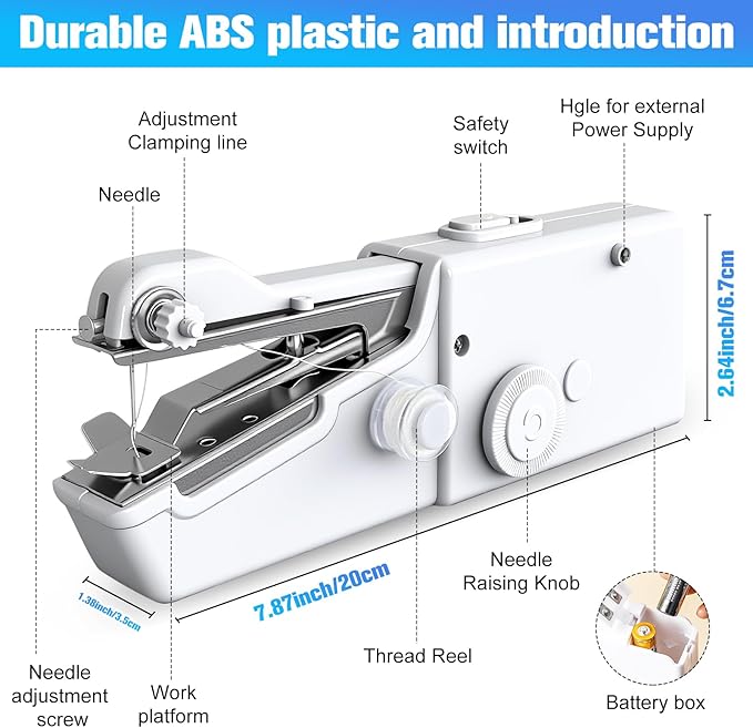Handheld Sewing Machine - Portable Mini Sewing Machine with Accessories Kit for Beginners DIY (off-white)