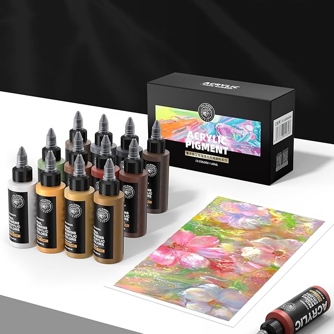 Paul Rubens Acrylic Paint, 12 Colors Metallic Acrylic Paint Set C, 2oz/60ml Bottles, Rich Pigments, Strong Coverage Acrylic Paints For Adults, Artists, Beginners On Canvas Rocks Wood Ceramic Fabric
