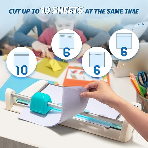 4-in-1 Portable Rotary Paper Cutter for Crafting, 12 Inch Cutting Length with Straight, Perforating, Wavy& Folding, Multifunctional Rotary Paper Trimmer for Cardstock, Craft Paper and Photos
