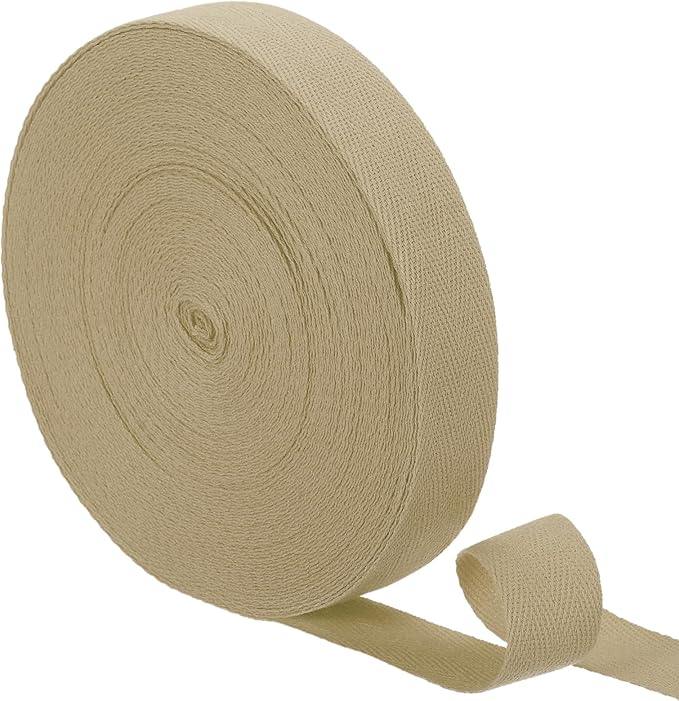 uxcell 23 Yards Cotton Twill Tape, 1-inch Herringbone Webbing Ribbon Bias Binding Tapes for Clothes Sewing, DIY Crafting (Khaki)