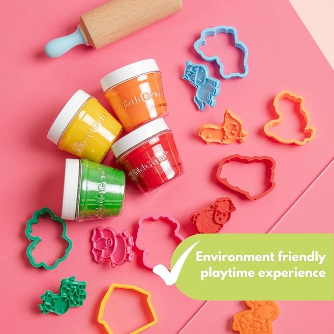 Natural Play Dough Set, Non-Toxic, Super Soft, Long Lasting Playdough, Modeling Dough, Kids Arts & Crafts, Preschool Toys, 3-Pack of 4.5-Ounce Cans (Yellow, Pink, Orange)