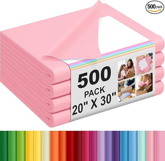 Qilery 500 Sheets Light Pink Tissue Paper Bulk for Gift Bags 20 x 30 Inch Acid Free Packaging Wrapping Paper Sheets for Valentine's Day Decoration DIY Crafts, Wedding, Packing Supplies for Moving