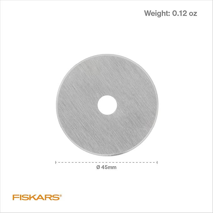 Fiskars 45mm Rotary Blade 2-Pack, Replacement Blades for Rotary Cutters, Precision Cutting for Quilting and Sewing