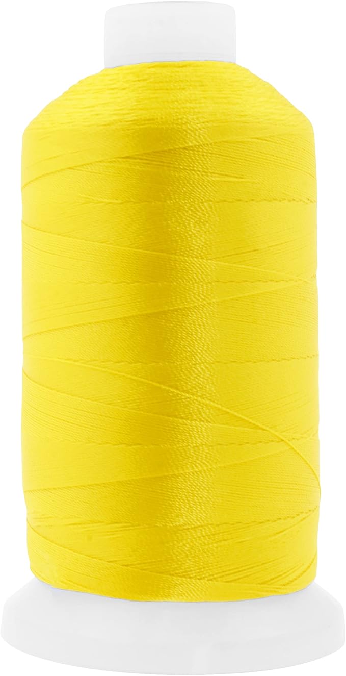 Mandala Crafts Yellow Heavy Duty Thread - 1500 Yds Tex 90 Bonded Polyester Threads for Sewing Drapery, Jeans, Leather, Hair, Outdoor Marine Upholstery