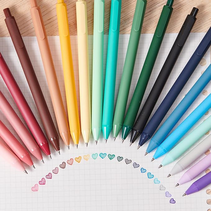 Kaco PURE Colored Gel Pens, 30 Pieces Assorted Color Ink 0.5 mm Fine Point Aesthetic Pens for Journaling Cute Stationery Office Supplies (30 Color Ink Assorted)