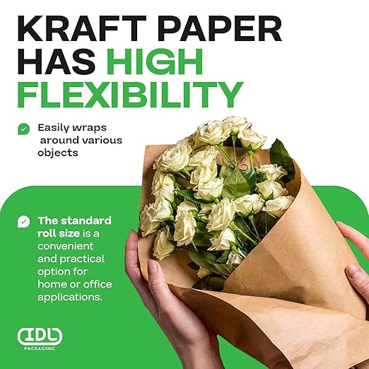 IDL Packaging Large Brown Kraft Paper Roll 24" x 1200 feet (14400 inches) - Natural Unbleached, Uncoated Kraft Paper - Perfect Packaging Wrapping Kraft Paper - Old-Fashioned Gift Wrapping Paper