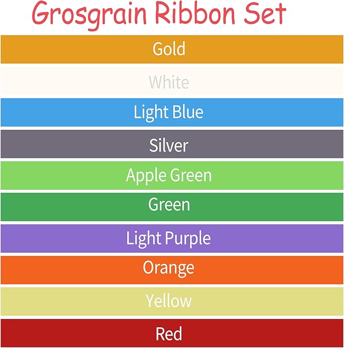 Grosgrain Ribbon 3/8 inch 20 Colors 5 Yards/Roll, Total 100 Yards Per Package for Christmas Tree, Wreath Decorations, Bow Making, Gift Wrapping, Flower Bouquet